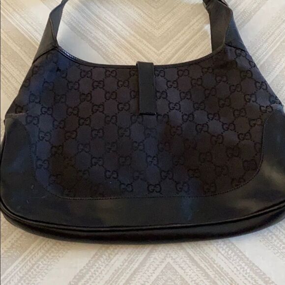 Gucci GG Motif Hobo Black Canvas & Leather Bag - Picture 7 of 10